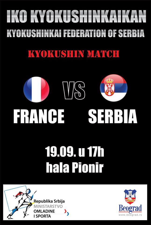 France / Serbie tournoi de karaté Kyokushin, septembre 2015