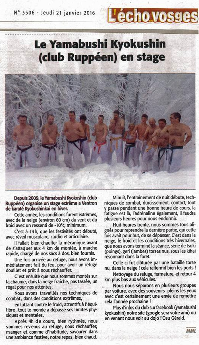 Le Yamabushi en stage d'hiver extrême
