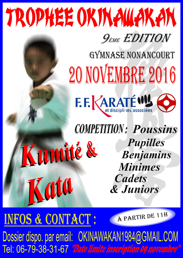 9ème Trophée Okinawakan 2016 - Compétition de karaté Kyokushinkai enfants de Poussins à Juniors