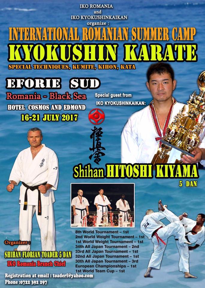 Stage d'été 2017 de karaté Kyokushinkai en Roumanie