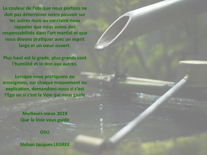 Les voeux de shihan Jacques LEGREE pour 2019