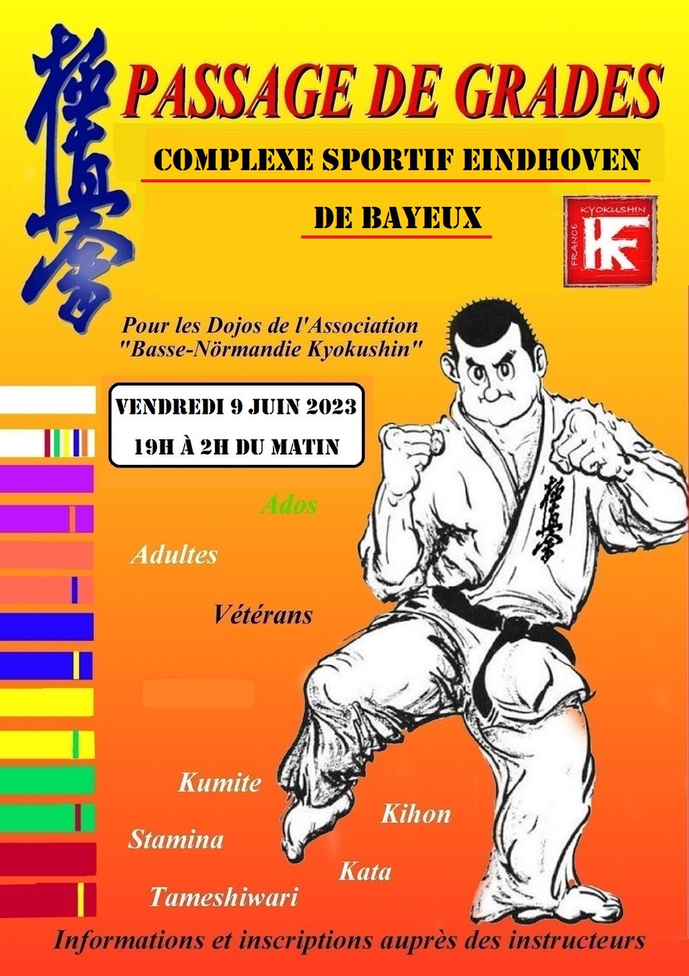 Passage de grades karaté Kyokushinkai dojo Basse Normandie