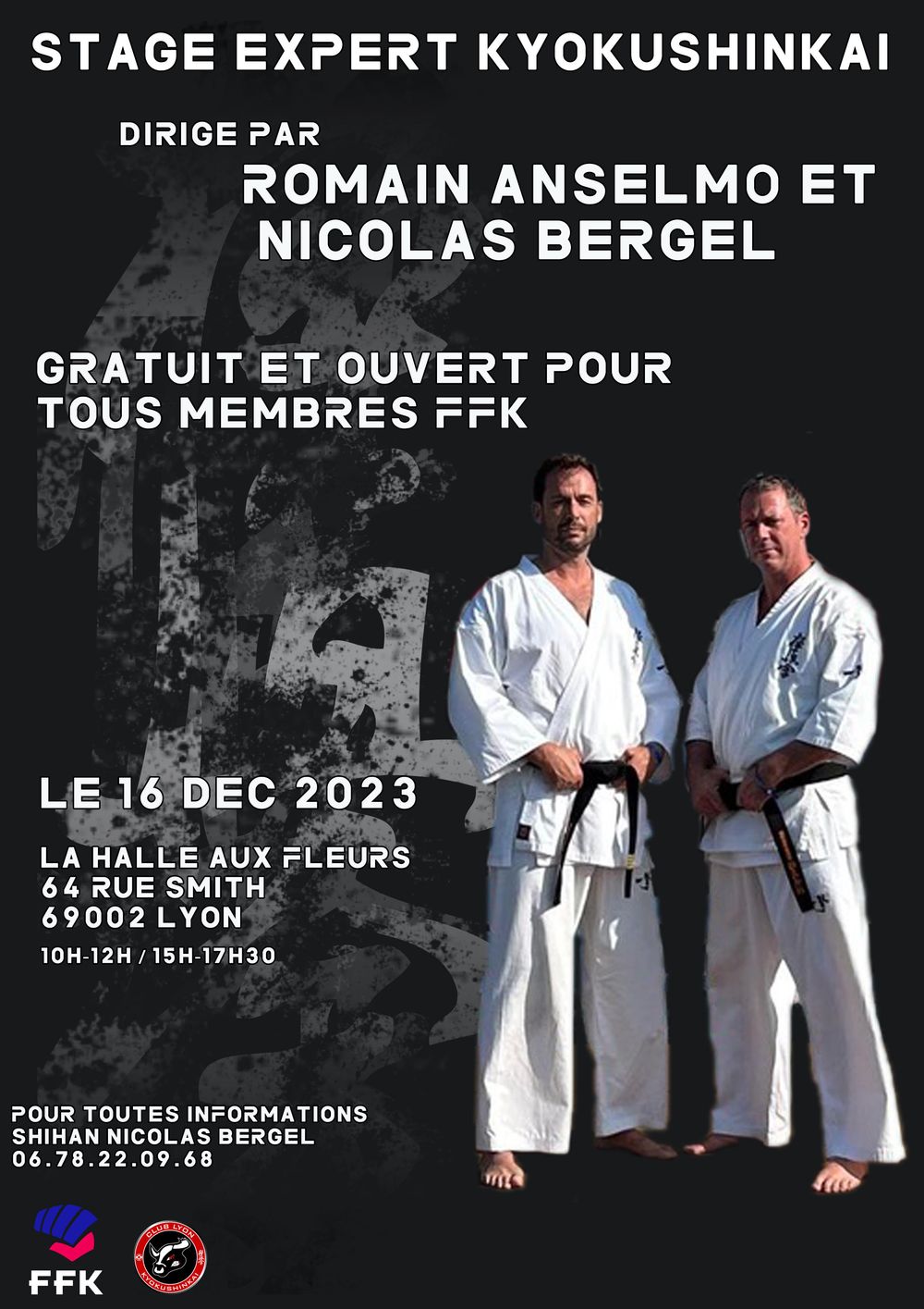 Stage expert Kyokushinkai FFKDA avec shihan Nicolas BERGEL et sensei Romain ANSELMO