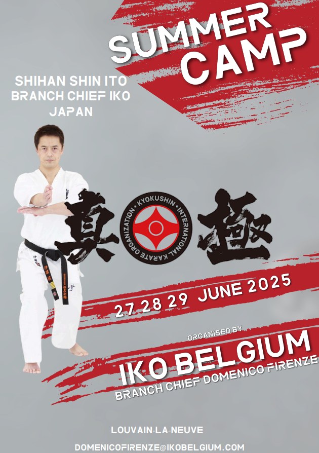 Stage d'été de karaté Kyokushinkai en Belgique avec shihan Shin Ito