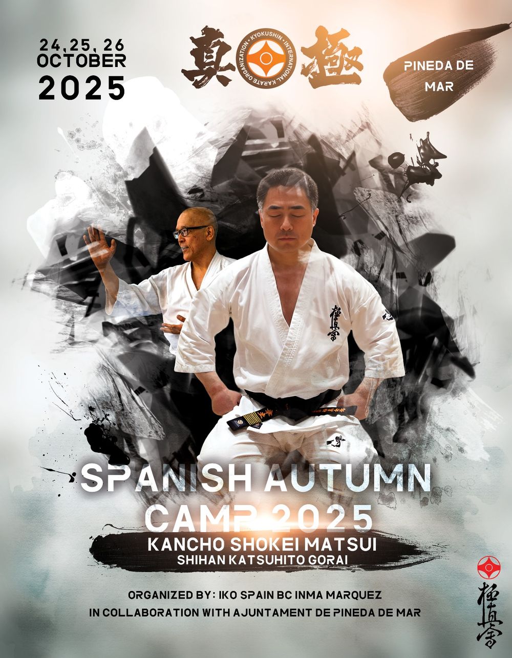 Stage de karaté Kyokushinkai d'automne en Espagne, avec kancho Matsui et shihan Gorai