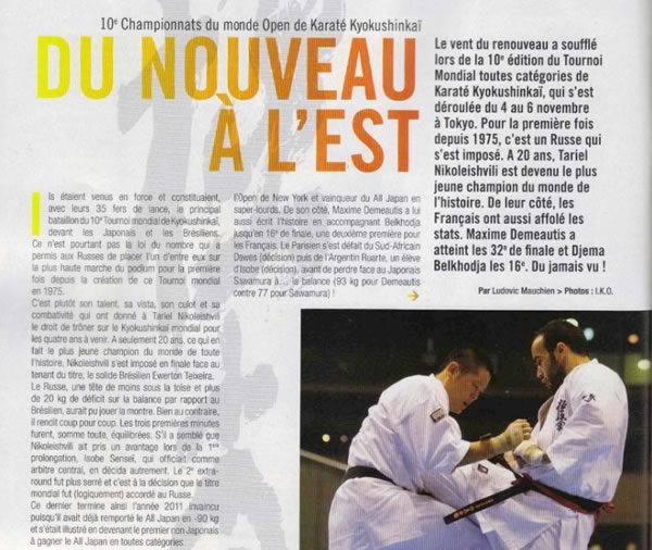 Karate Bushido - novembre 2011 : 10e Championnats du monde de karaté Kyokushinkai au Japon